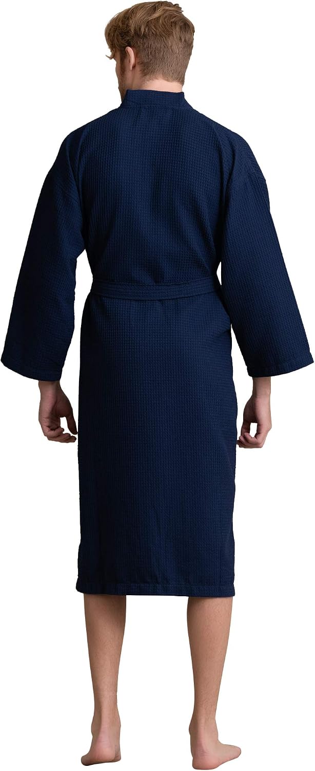 Soft Touch Linen Men's Cotton Waffle Bathrobe, Luxurious & Lightweight, Comfortable & Absorbent, Softness