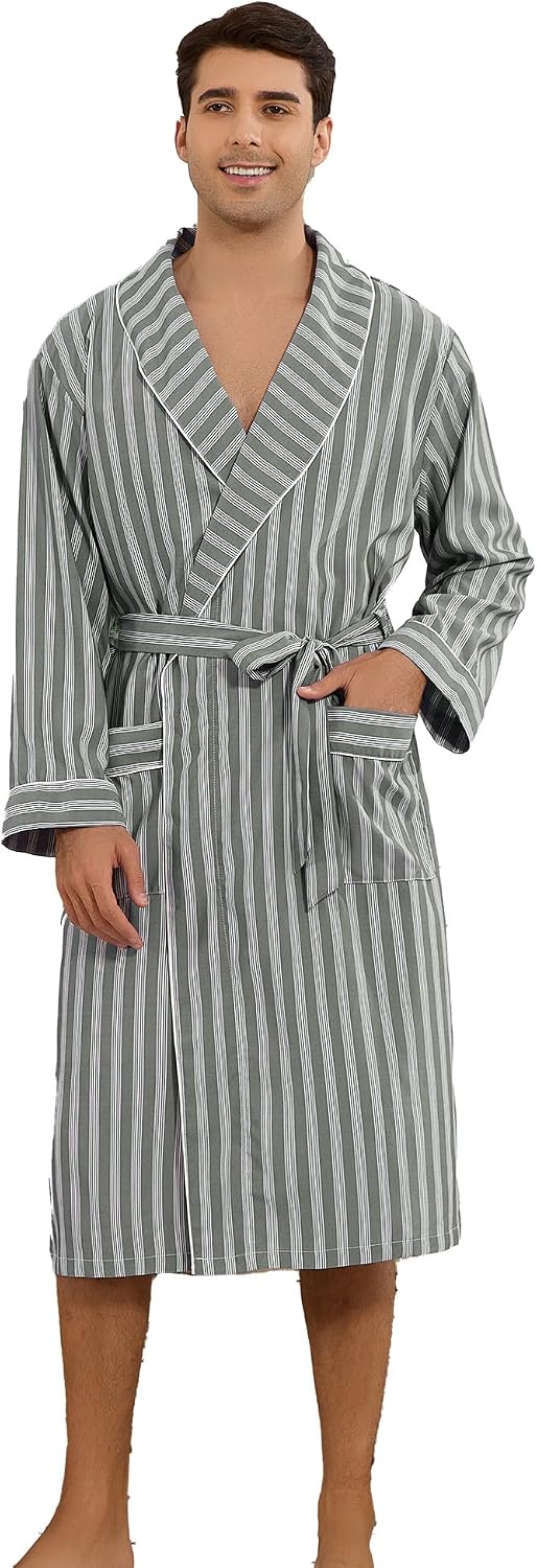 Vulcanodon Mens Robe, Lightweight Breathable Kimono Bathrobe, Soft Sleepwear