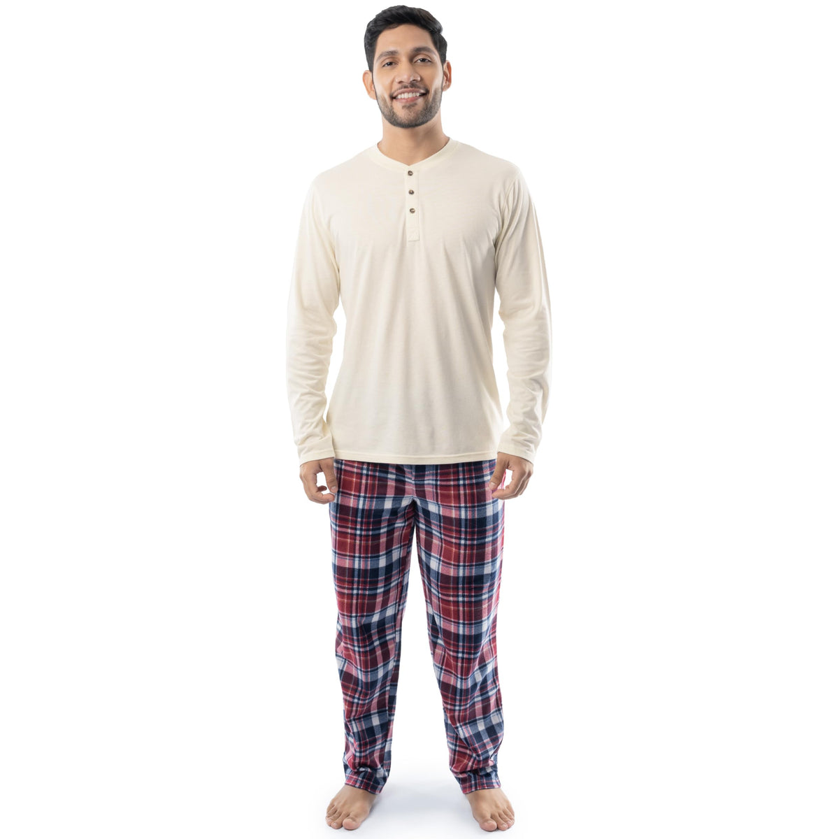 IZOD Men's Long Sleeve Jersey Top and Fleece Pants Sleep Pajama Set