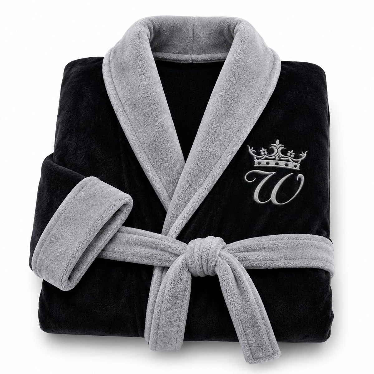 Lotus Linen Personalized Men's Plush Robe - Luxury Hooded Fleece Bathrobe with Custom Embroidery
