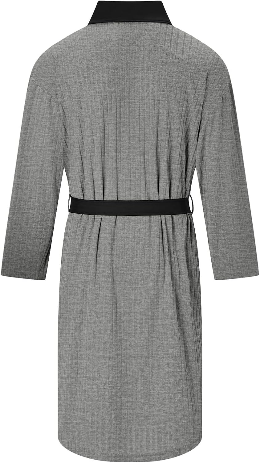 Mens Robes Lightweight Mid Length Summer Robe Comfy Soft Dude Robe with Pockets Long Sleeve Kimono Bathrobe Sleepwear