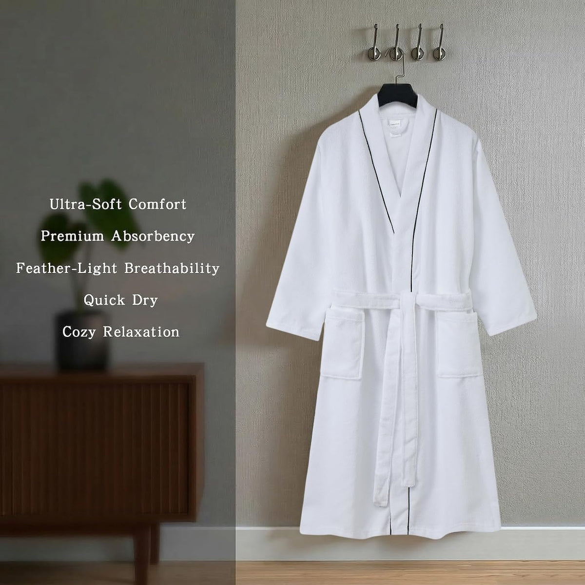 Inner Wish Men's Terry Cloth Bathrobe - Soft Absorbent Quick-Dry Spa Robe with Pockets, Lightweight Robe for Shower