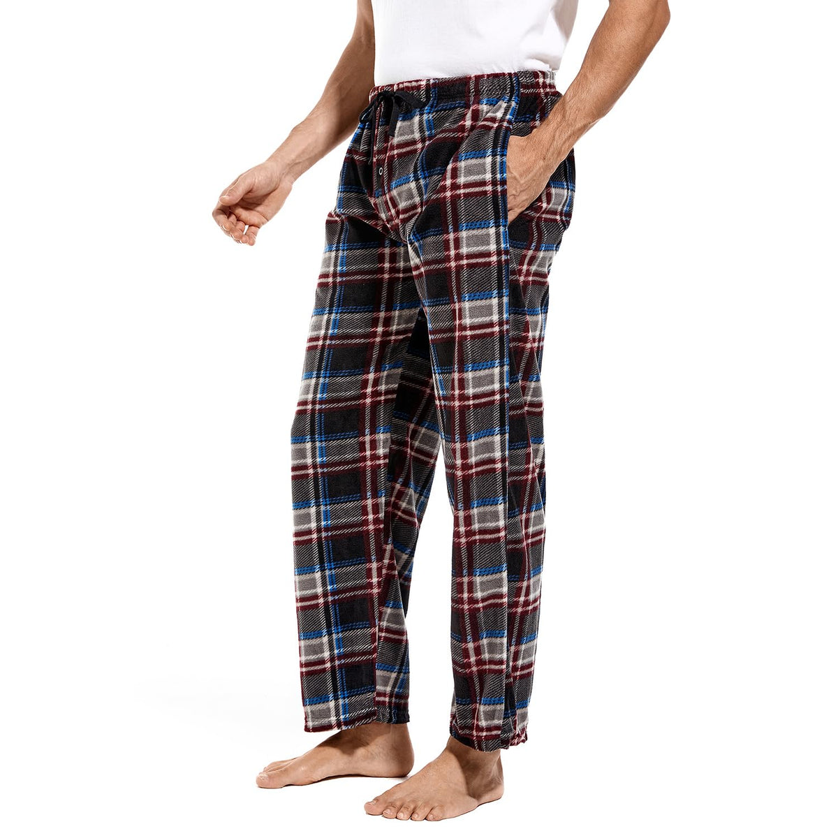 DG Hill 1Pack or 3Pack Mens PJ Pajama Pants Bottoms Fleece Lounge Pants Sleepwear Plaid PJs with Pockets Microfleece
