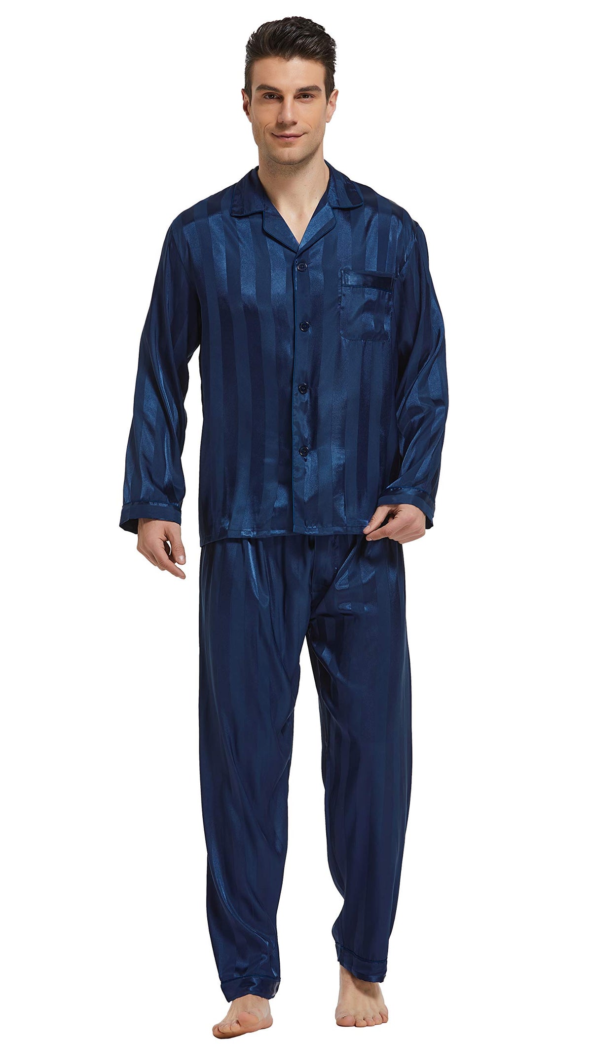 TONY & CANDICE Men's Classic Satin Pajama Set Sleepwear
