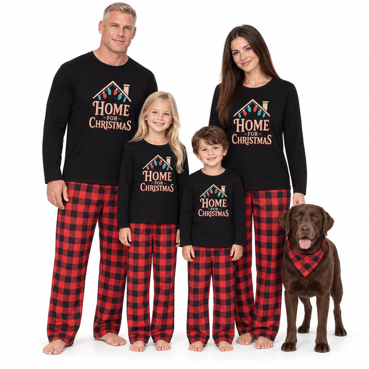 IFFEI Family Christmas Pajamas Matching Sets with Festive Tops and Pockets