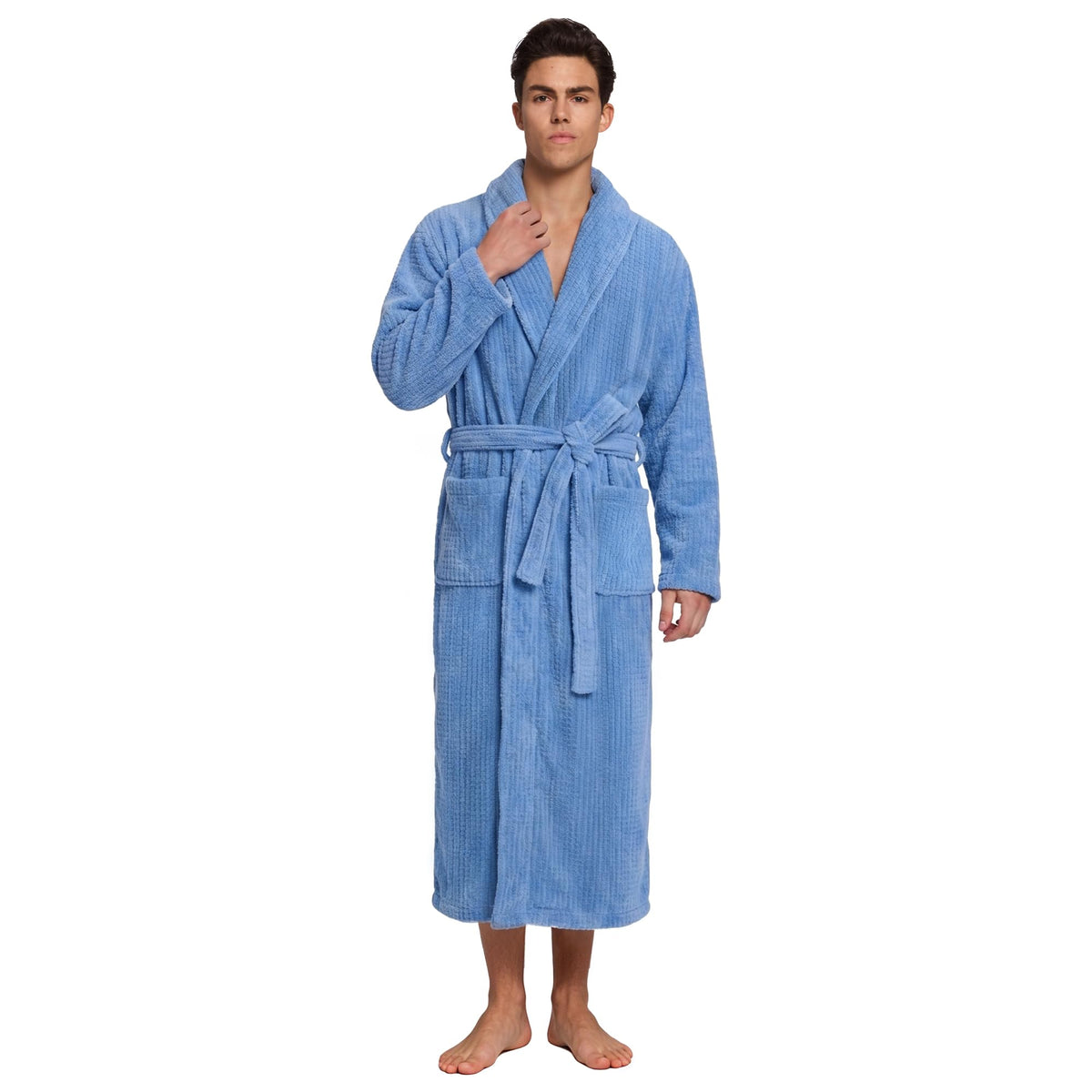 PJGGZ Men's Shawl Collar Bathrobe, Soft Long Towel Robe for Men - Super Absorbent Quick Dry yet Warm