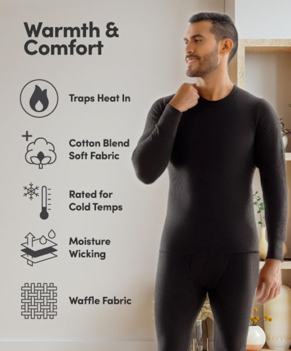 Fruit of the Loom Men's Recycled Waffle Thermal Underwear Set (Top and Bottom)