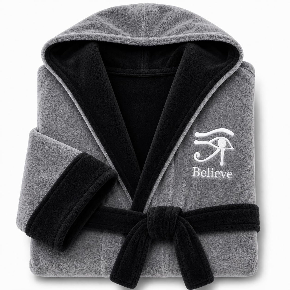Lotus Linen Personalized Men's Plush Robe - Luxury Hooded Fleece Bathrobe with Custom Embroidery