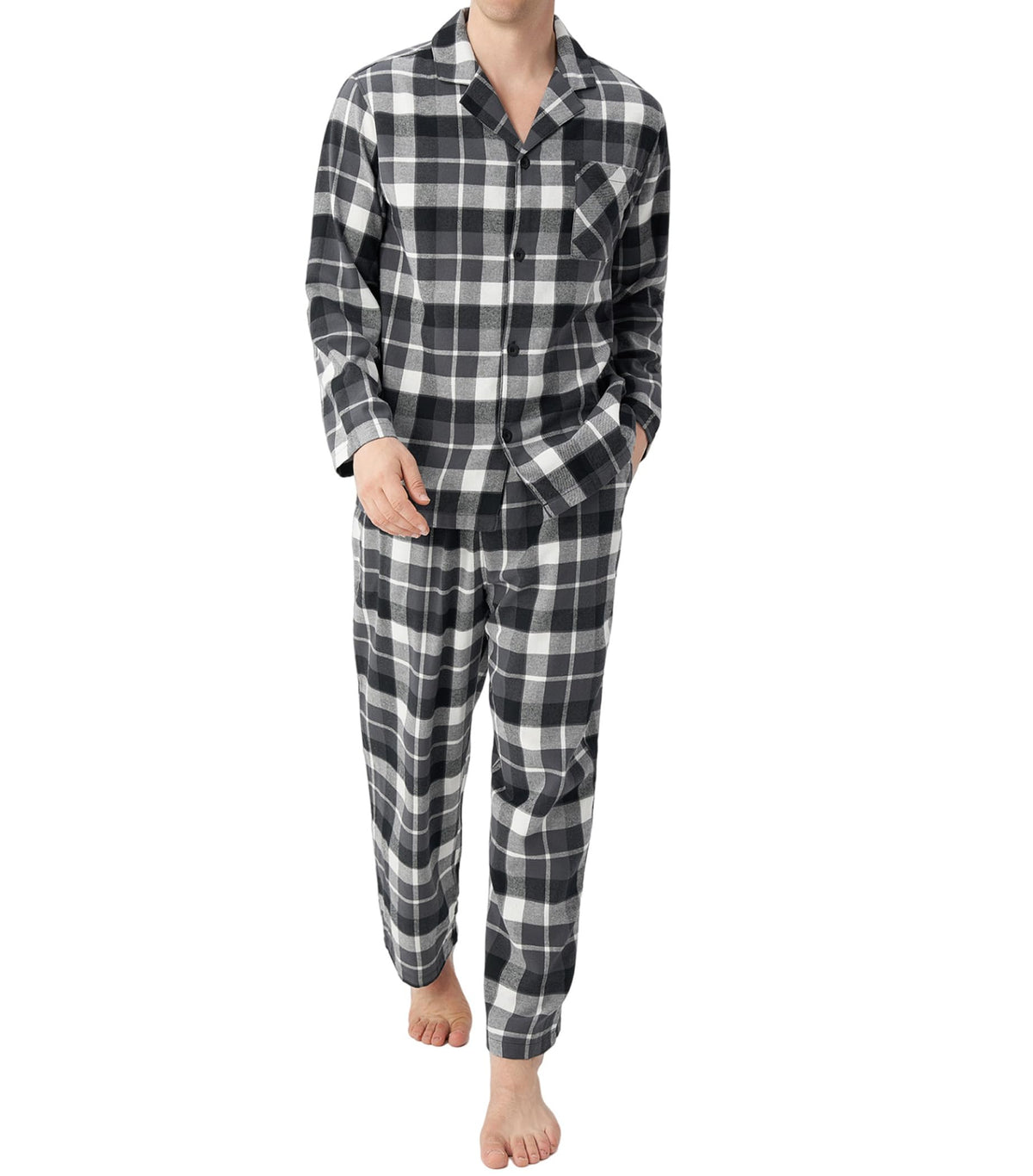 DAVID ARCHY Mens Pajamas Set Flannel Pjs Sets Cotton Pajamas for Men