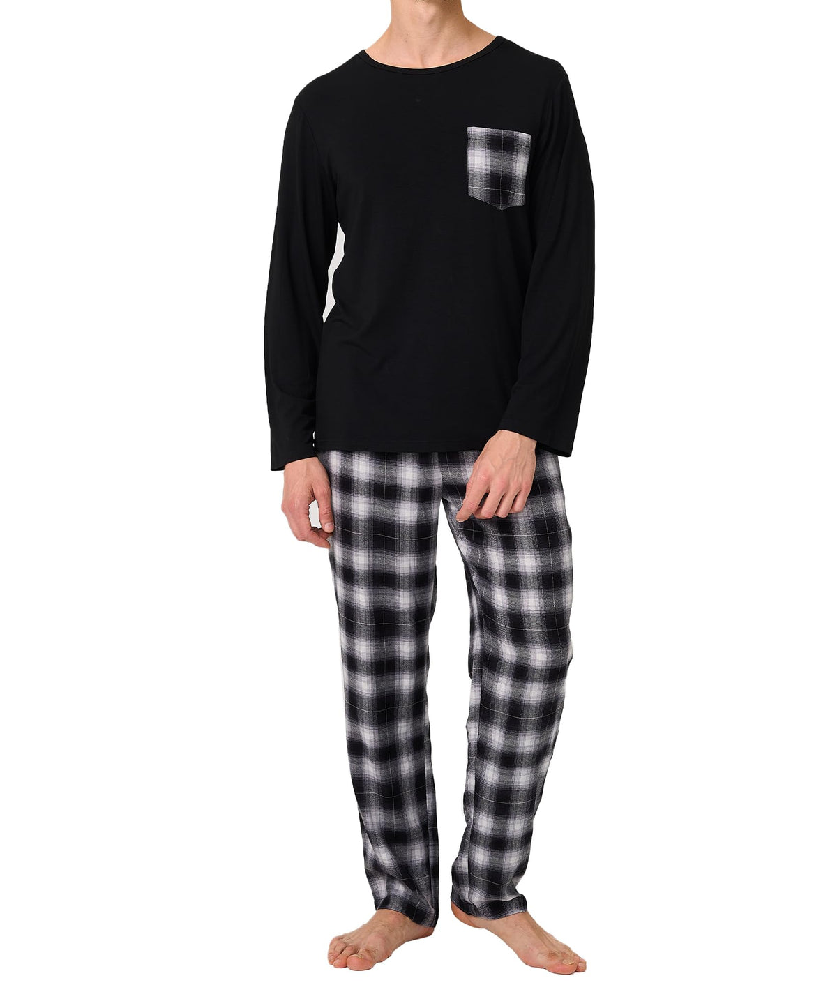 BAMBOO COOL Men's Pajama Set Long Sleeve PJs with Pants & Pockets