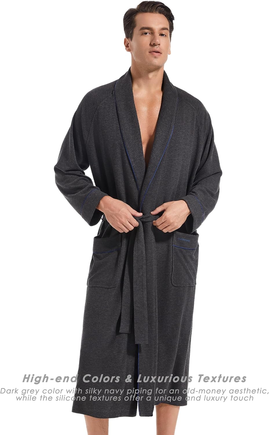 SlumberMee Luxurious Mens Robe, Year-round Shawl Collar Bathrobe for Men