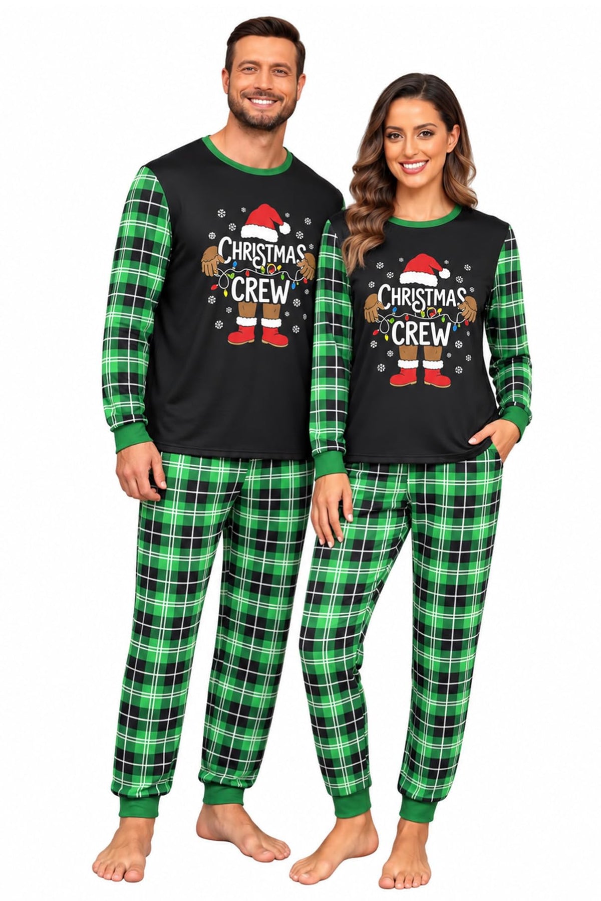 PrinStory Pajamas Set for Men & Women Long Sleeve Soft Sleepwear S-2XL