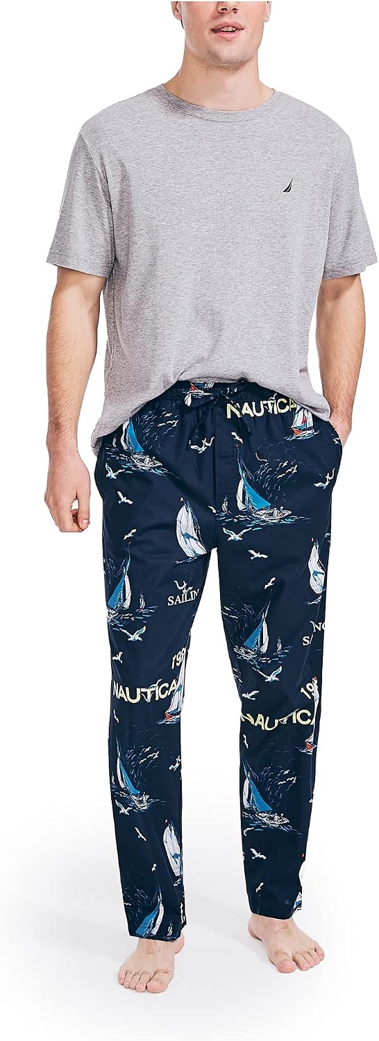 Nautica Men's Soft Woven 100% Cotton Elastic Waistband Sleep Pajama Pant