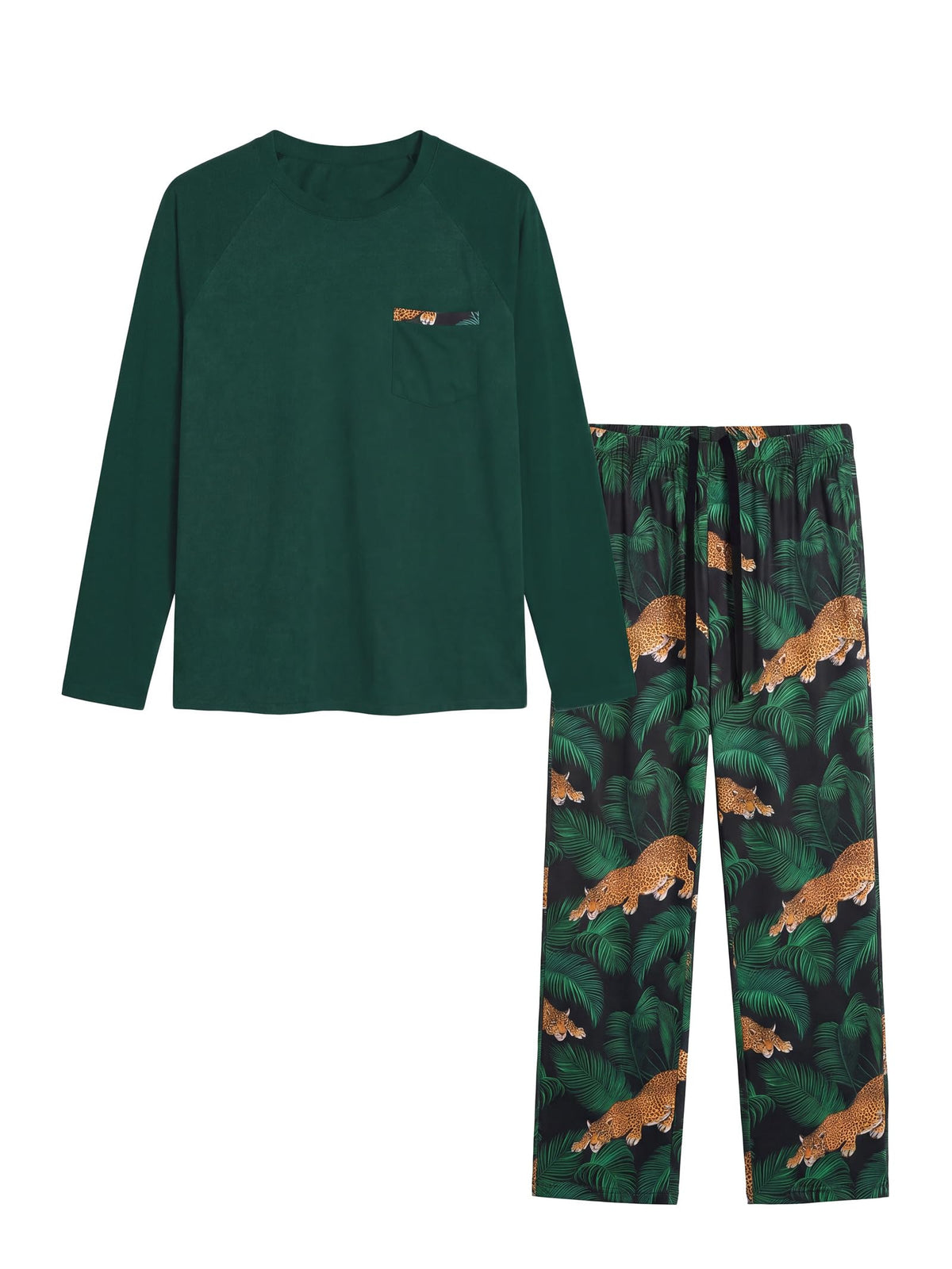 Mens Pajamas Set,Long Sleeve T Shirt Pjs Soft 2 Piece Loungewear With Pants