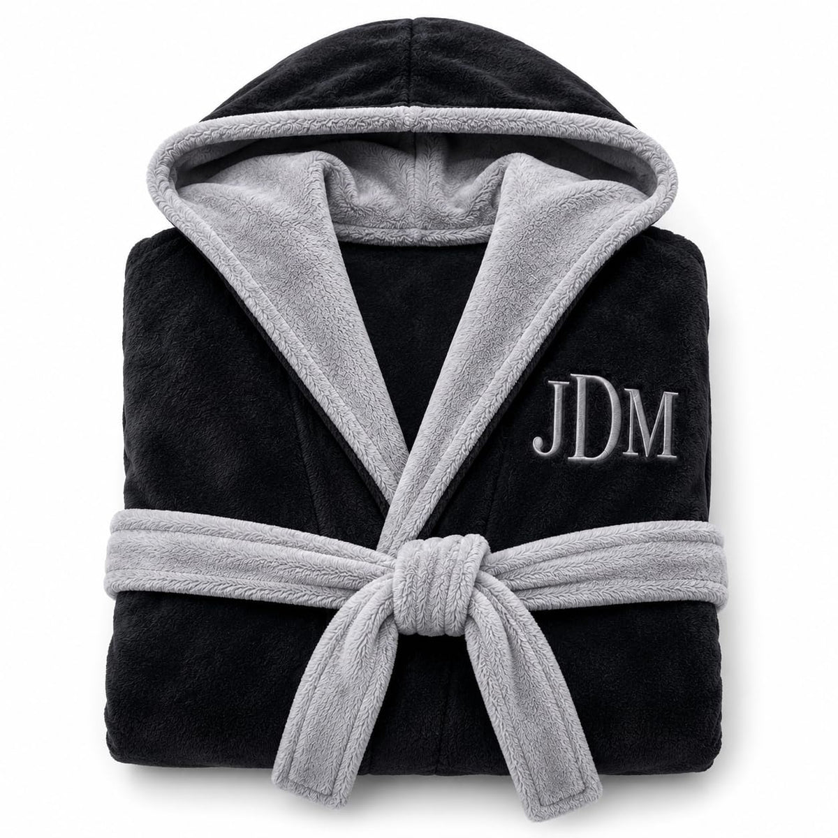 Lotus Linen Personalized Men's Plush Robe - Luxury Hooded Fleece Bathrobe with Custom Embroidery