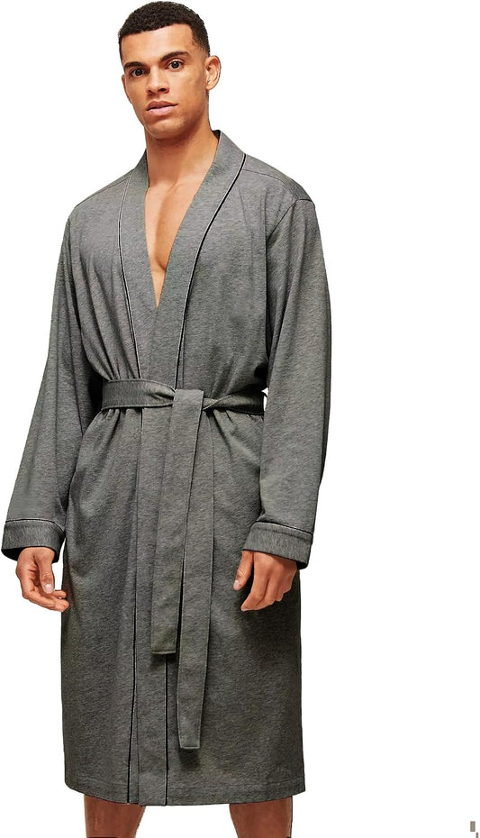 HOLOVE Men's Cotton Lightweight Robes Shower Spa Kimono Bathrobe