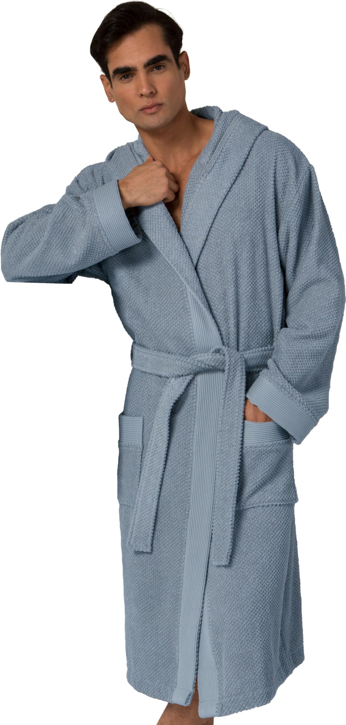 SEYANTE Luxury Bathrobe Men - GOTS Certified Organic Turkish Cotton Terry Cloth Hooded Robe