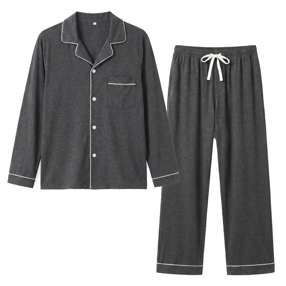 Vulcandon Mens Cotton Pajamas Set, Button Down Sleepwear 2 Piece PJs
