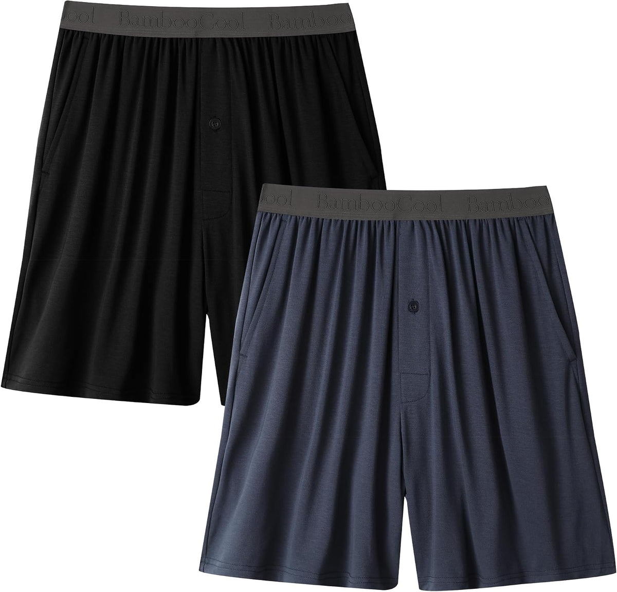BAMBOO COOL Men's Pajama Shorts Lounge Sleep Shorts with Pockets 2 Pack
