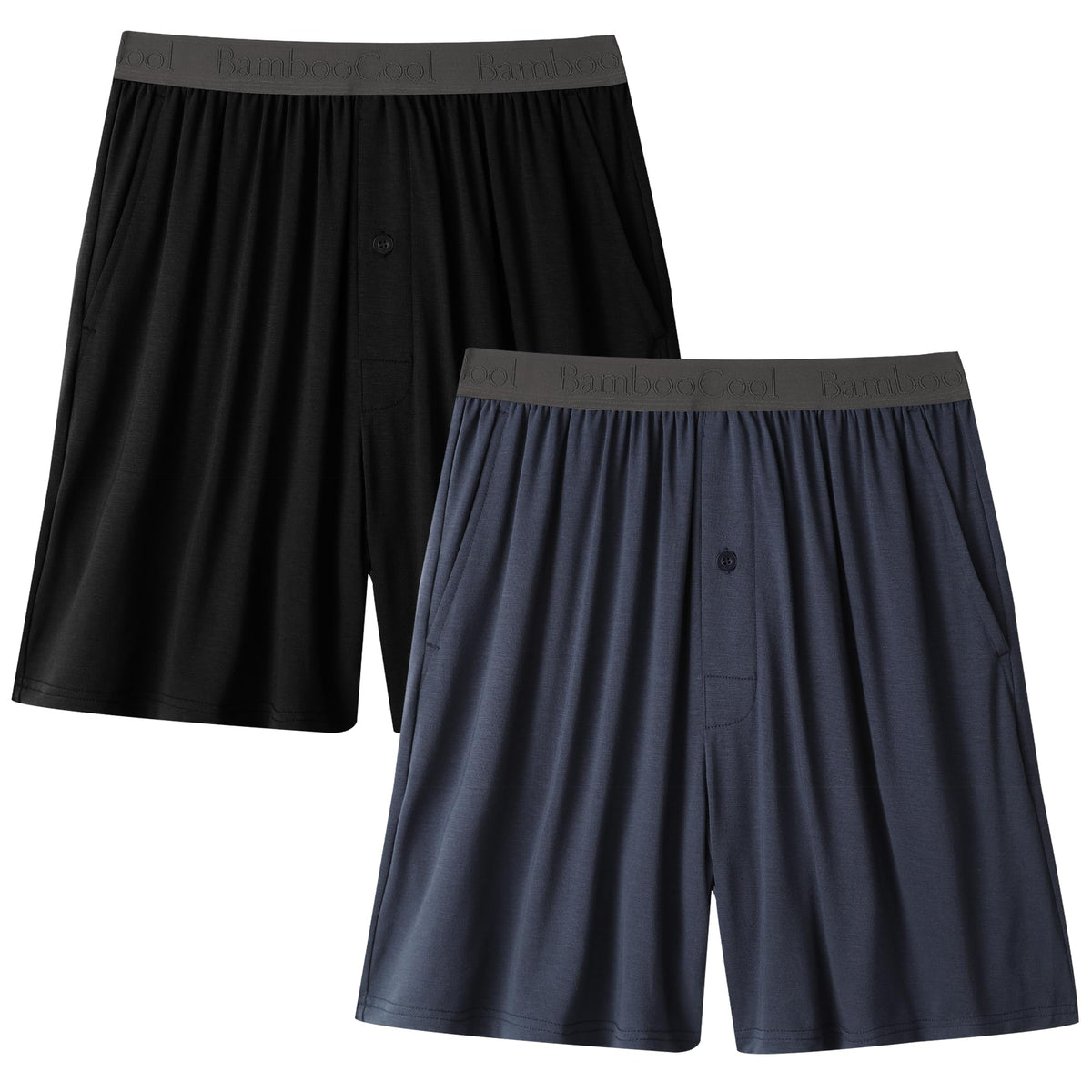BAMBOO COOL Men's Pajama Shorts Lounge Sleep Shorts with Pockets 2 Pack