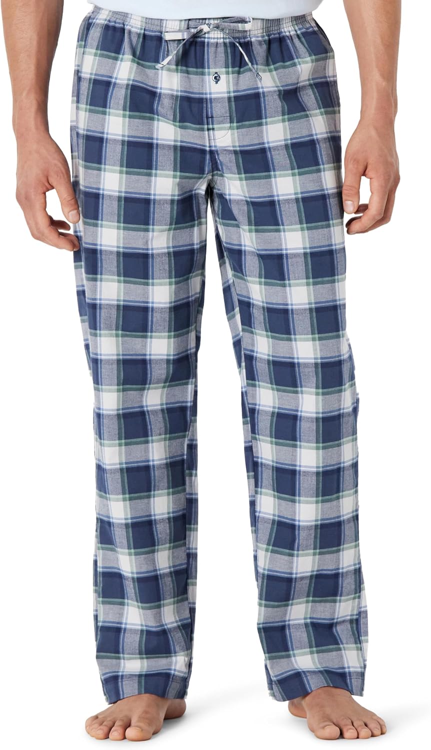 Amazon Essentials Men's Cotton Poplin Straight-Fit Pajama Pants with Pockets, Elastic Waist, Drawstring