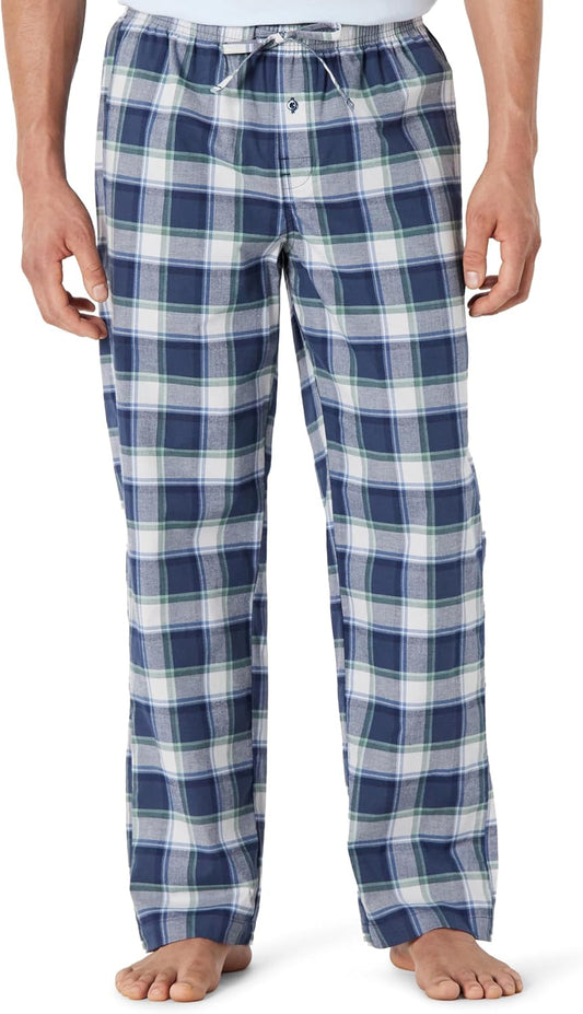 Amazon Essentials Men's Cotton Poplin Straight-Fit Pajama Pants with Pockets, Elastic Waist, Drawstring