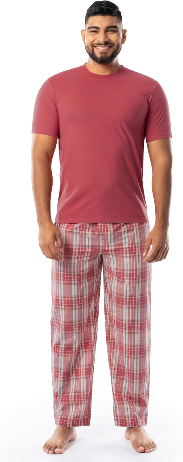 IZOD Men's Short Sleeve Jersey Top and Printed Pants Pajama Sleep Set