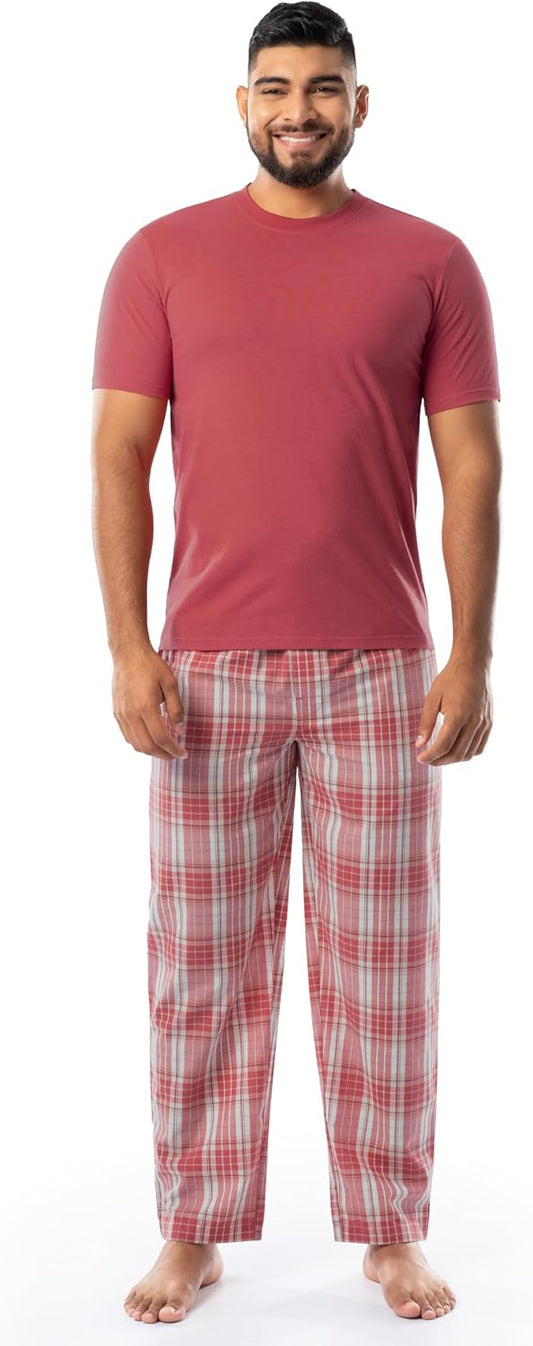IZOD Men's Short Sleeve Jersey Top and Printed Pants Pajama Sleep Set