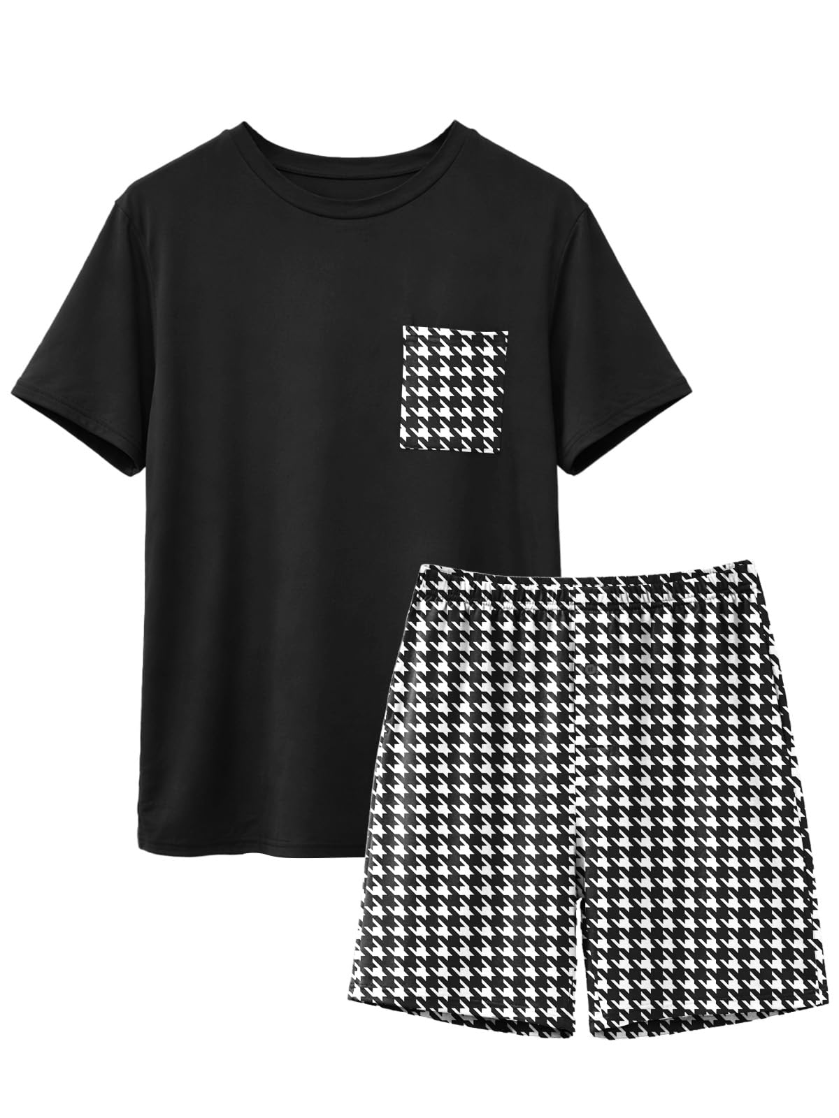 Feiersi Mens Pajama Set Sleepwear Pjs Lightweight Quick Dry Soft Short Sleeve Sleep Set With Pockets