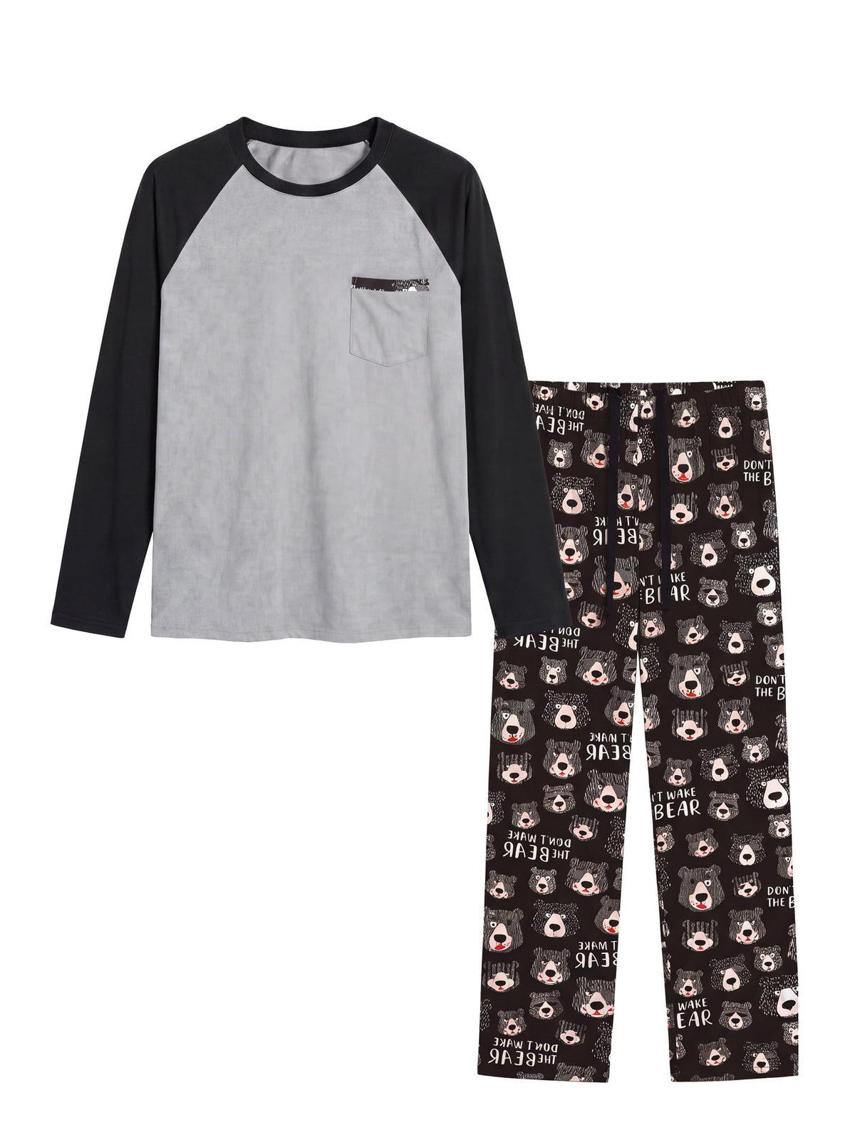 Mens Pajamas Set,Long Sleeve T Shirt Pjs Soft 2 Piece Loungewear With Pants
