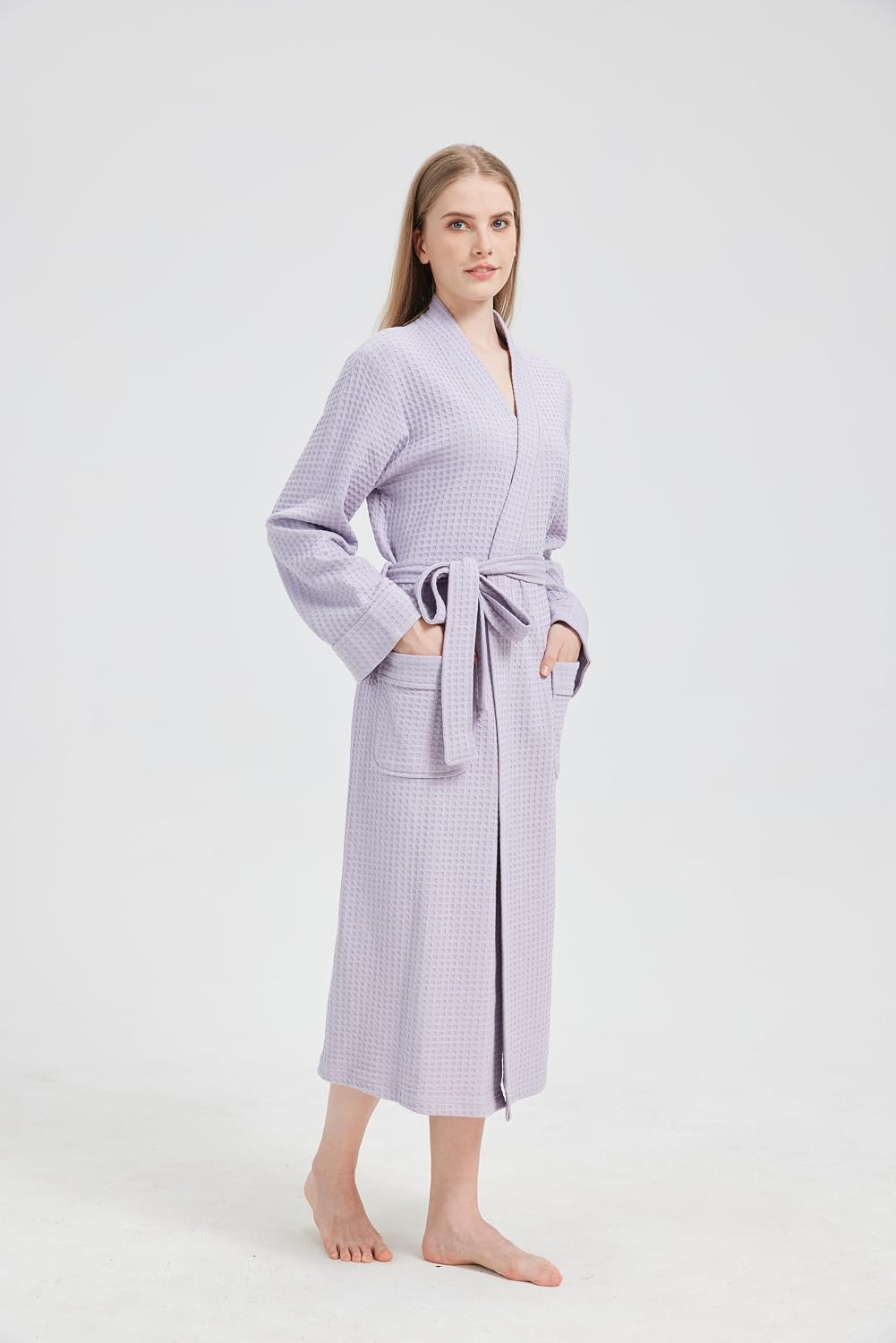Waffle Robe for Women, Soft Cotton Spa Robes for Summer, Lightweight Knit Waffle Bathrobe, Kimono Bathrobes