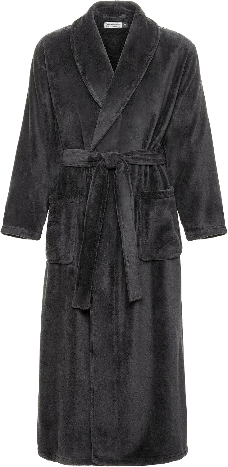 Men's Plush Fleece Robe, Warm Full Length Bathrobe, Big & Tall