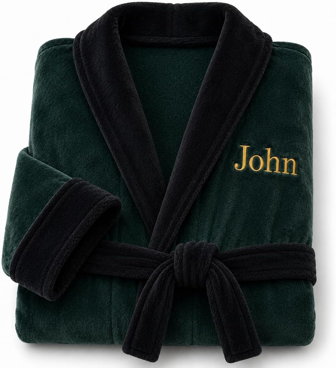 Lotus Linen Personalized Men's Plush Robe - Luxury Hooded Fleece Bathrobe with Custom Embroidery