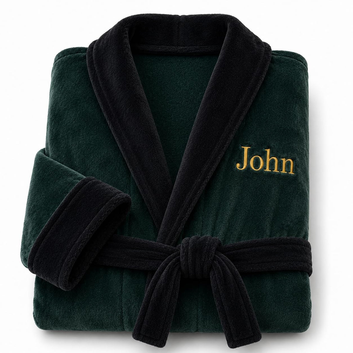 Lotus Linen Personalized Men's Plush Robe - Luxury Hooded Fleece Bathrobe with Custom Embroidery