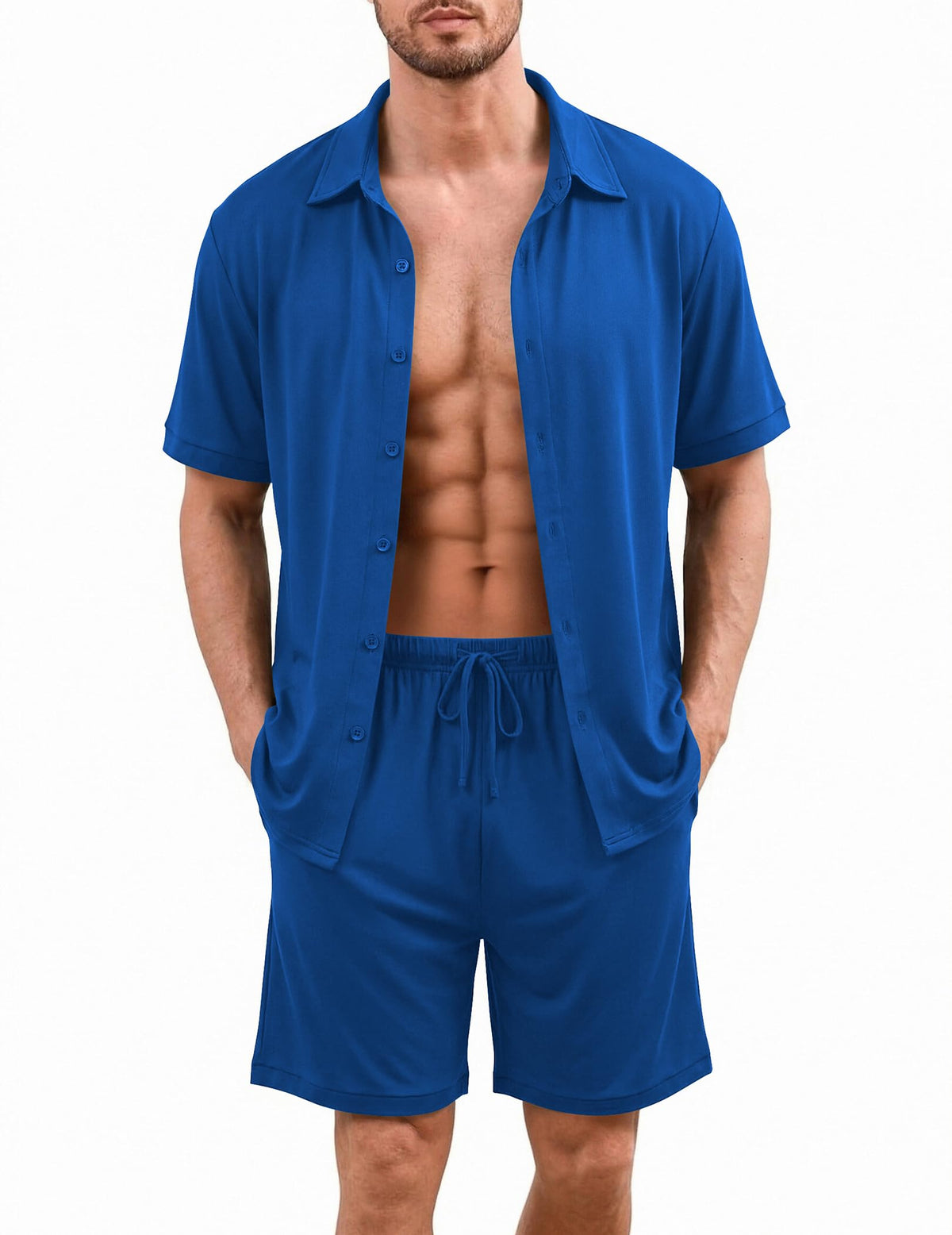 Ekouaer Men's Pajama Sets Button Down Summer Pjs Hawaiian Lounge Set XS-XXL