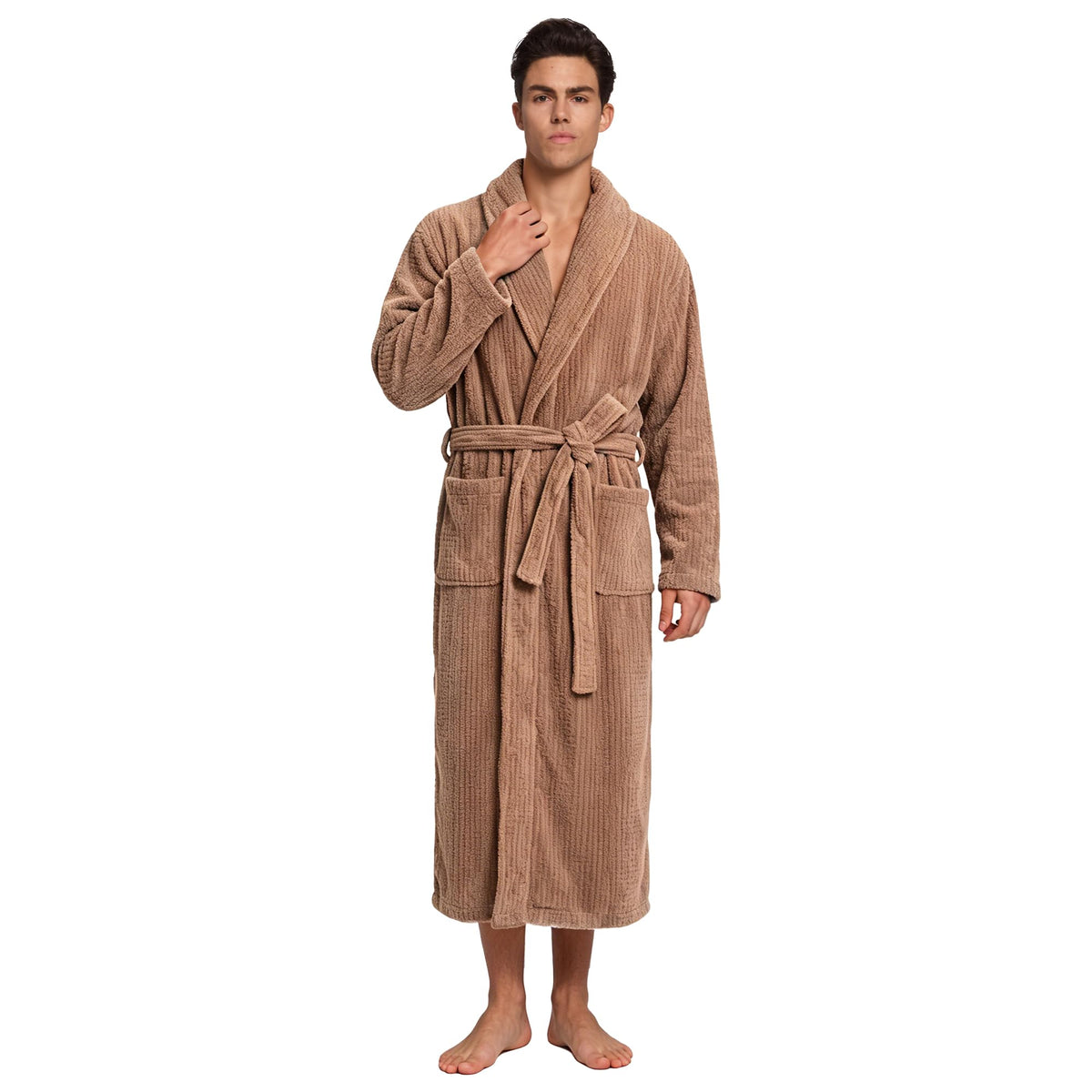 PJGGZ Men's Shawl Collar Bathrobe, Soft Long Towel Robe for Men - Super Absorbent Quick Dry yet Warm