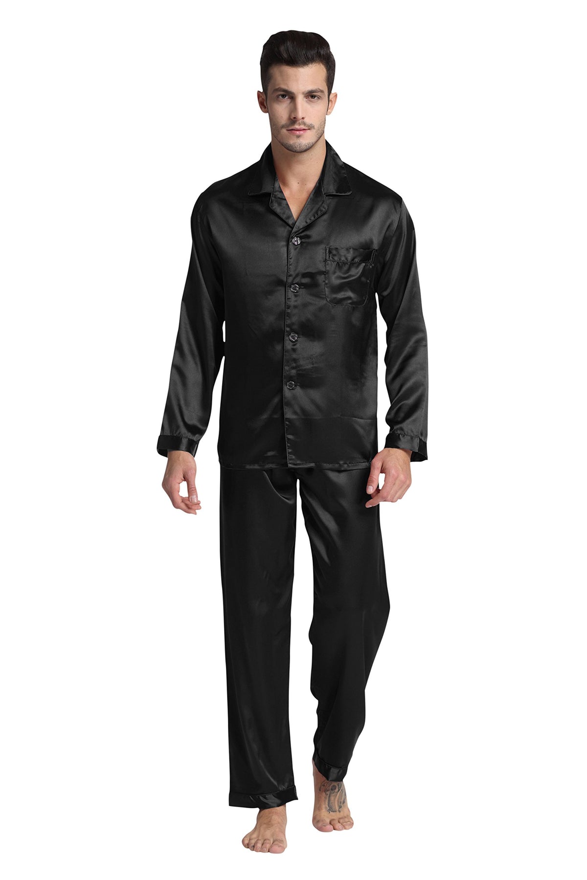 TONY & CANDICE Men's Classic Satin Pajama Set Sleepwear
