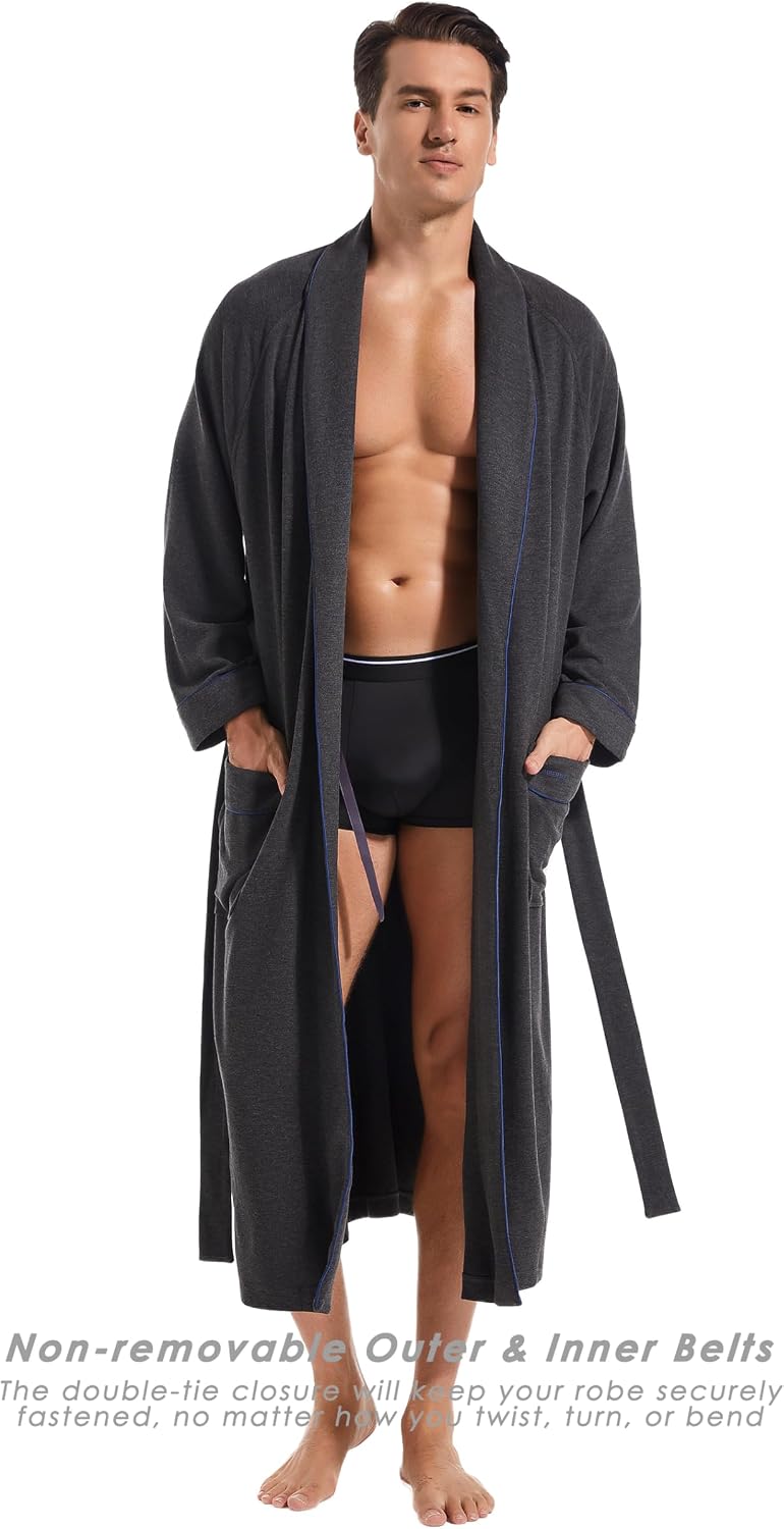 SlumberMee Luxurious Mens Robe, Year-round Shawl Collar Bathrobe for Men