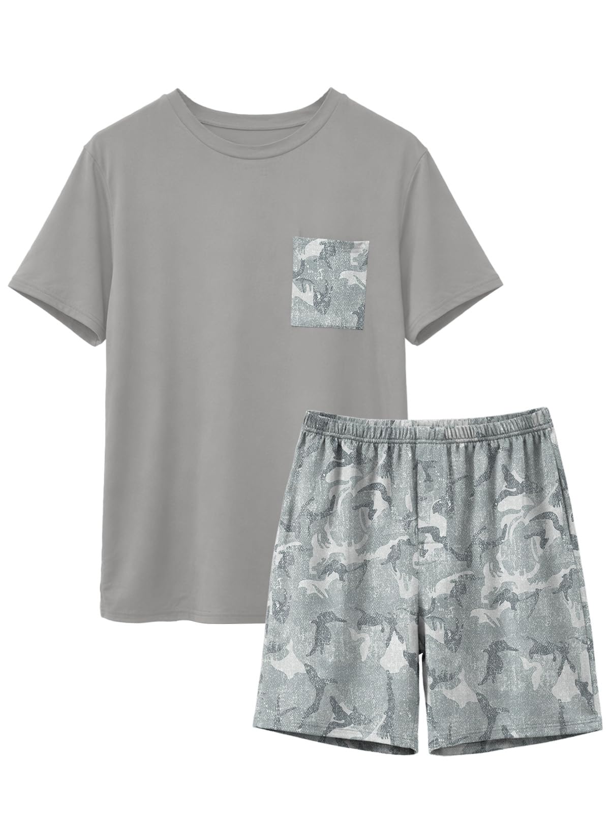 Feiersi Mens Pajama Set Sleepwear Pjs Lightweight Quick Dry Soft Short Sleeve Sleep Set With Pockets