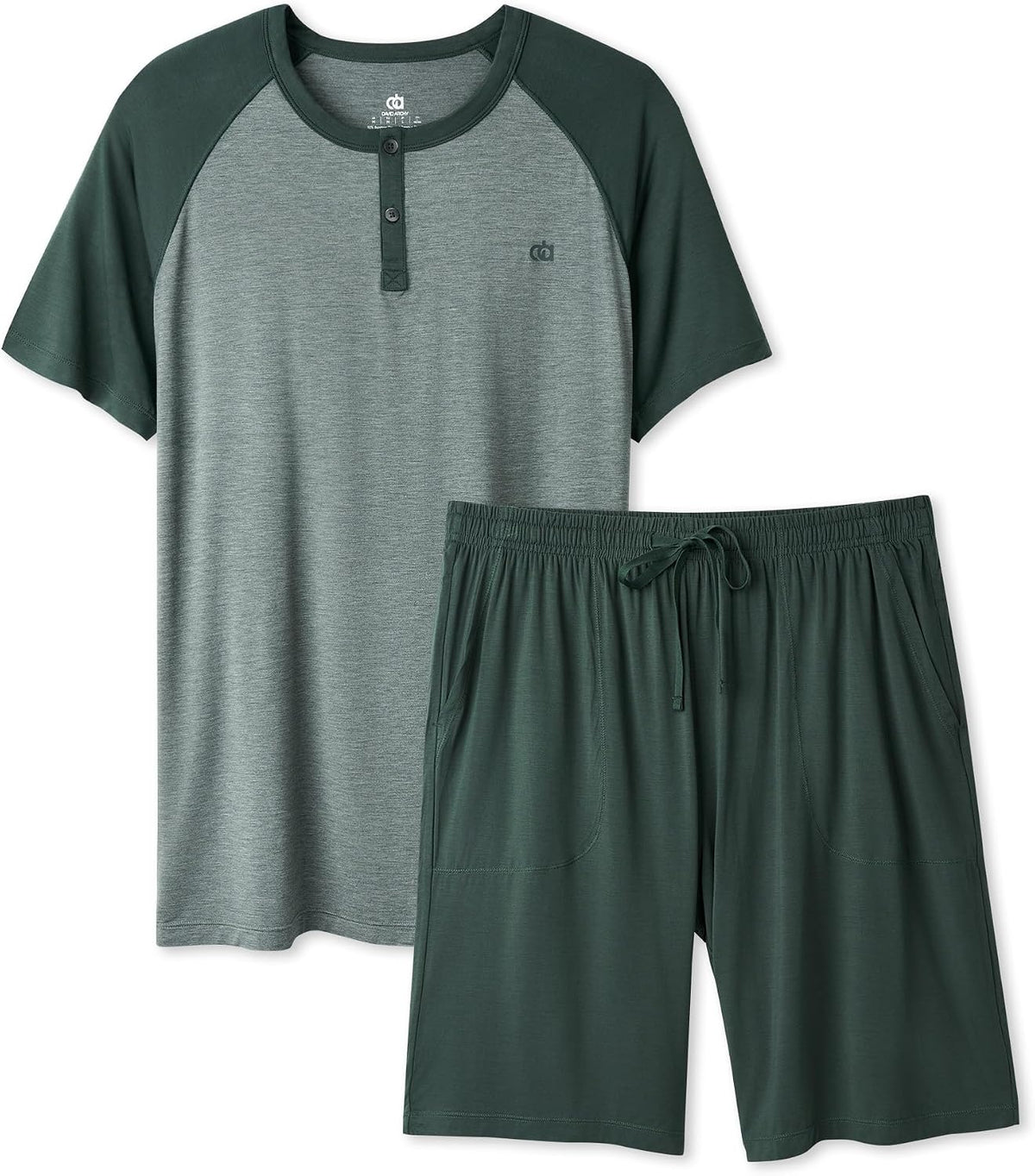 DAVID ARCHY Men's Bamboo Rayon Cooling Pajama Set, T-Shirt and Shorts