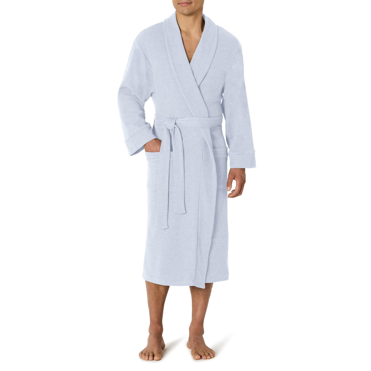 Amazon Essentials Men's Lightweight Cotton Waffle Bath Robe, Mid-Length Loungewear (Available in Big & Tall)