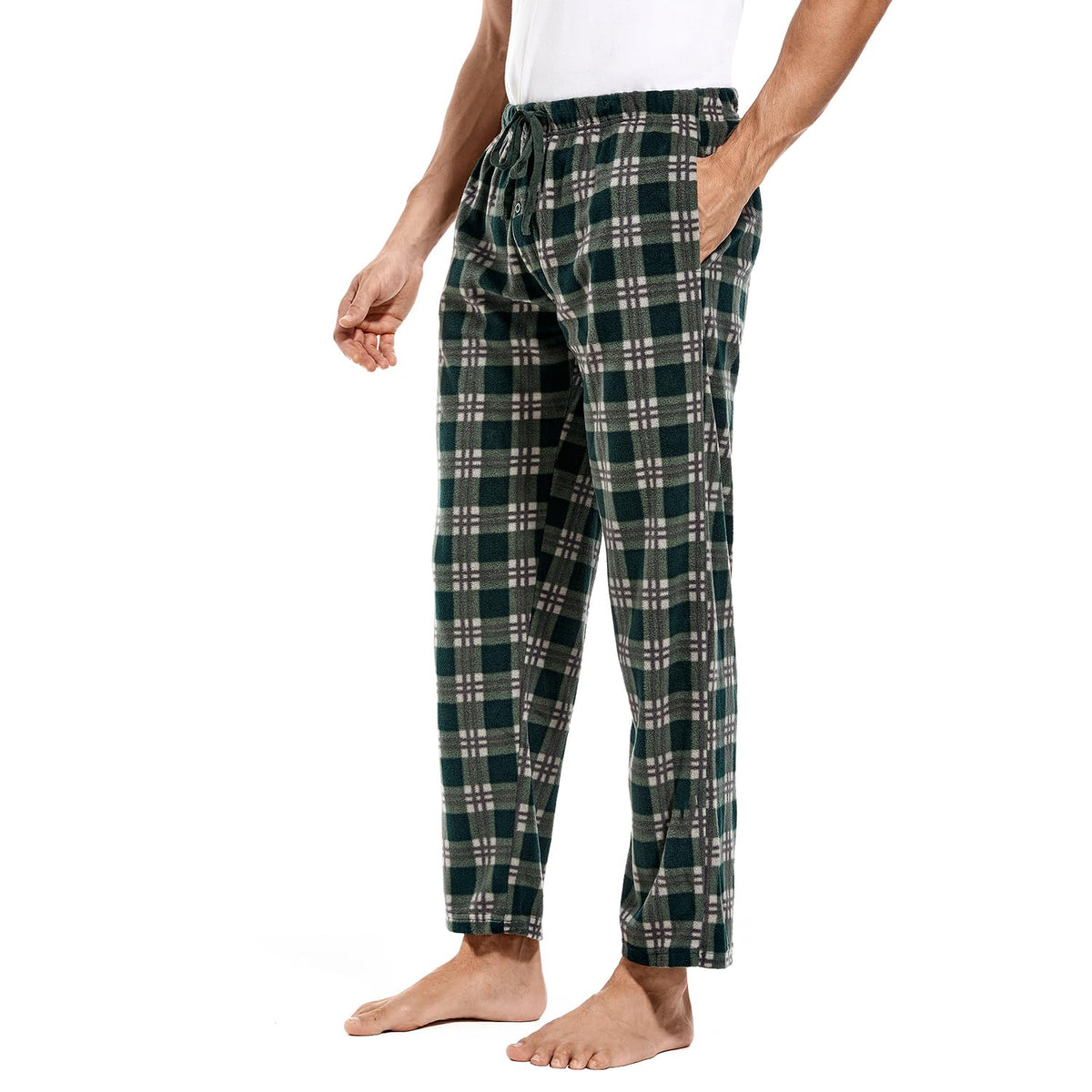DG Hill 1Pack or 3Pack Mens PJ Pajama Pants Bottoms Fleece Lounge Pants Sleepwear Plaid PJs with Pockets Microfleece