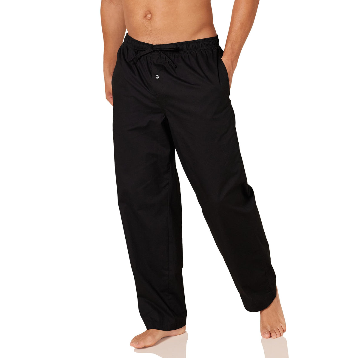 Amazon Essentials Men's Cotton Poplin Straight-Fit Pajama Pants with Pockets, Elastic Waist, Drawstring