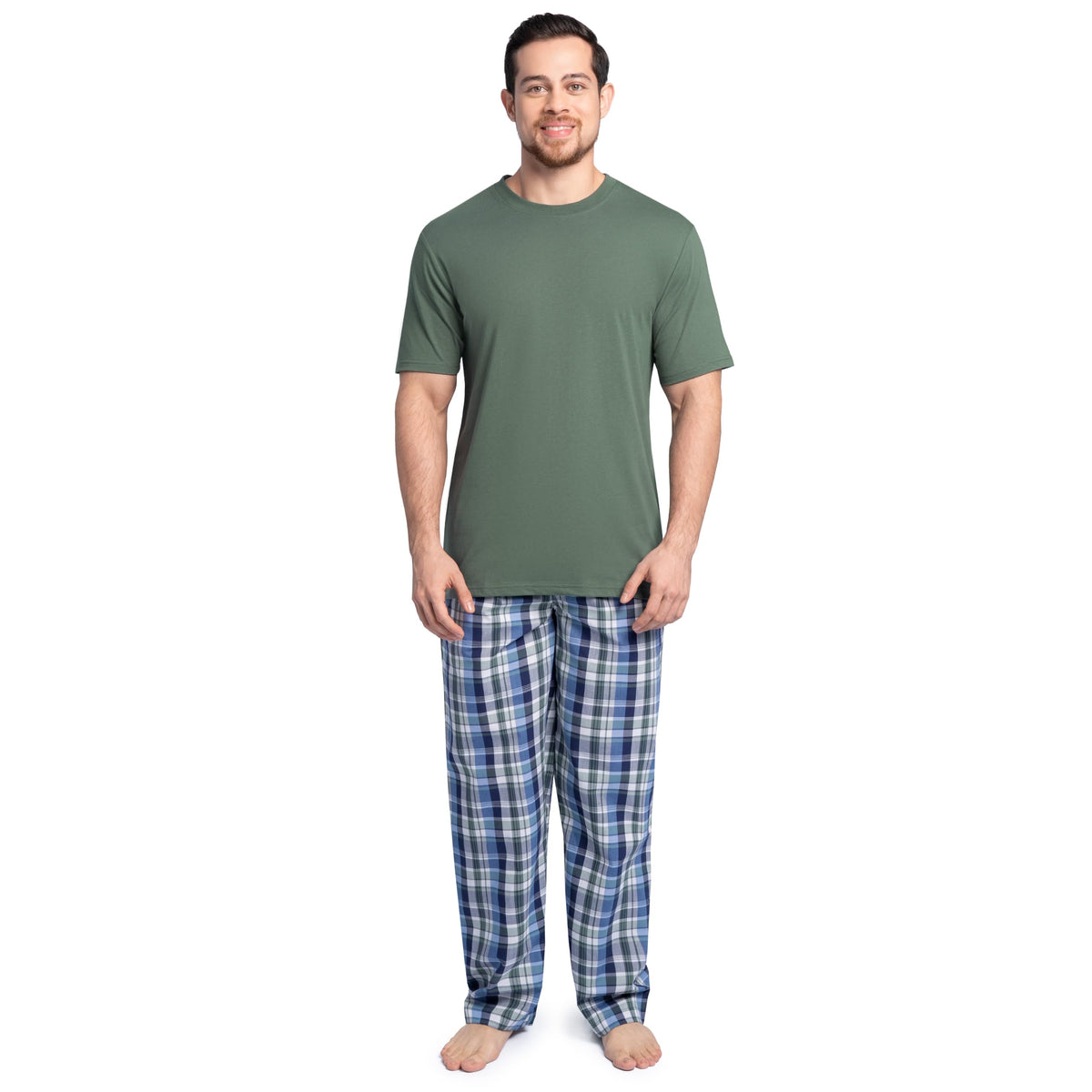 IZOD Men's Short Sleeve Jersey Top and Printed Pants Pajama Sleep Set