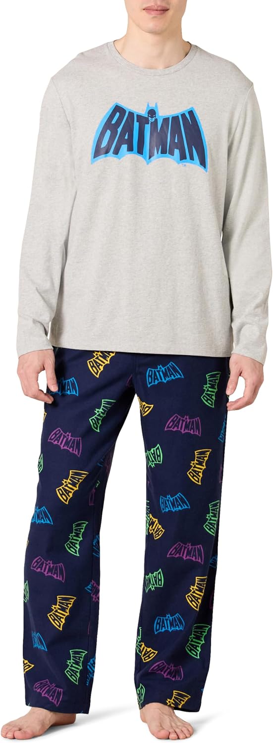 Amazon Essentials Men's 100% Cotton Flannel Pant and Long-Sleeve T-Shirt Pajama Set