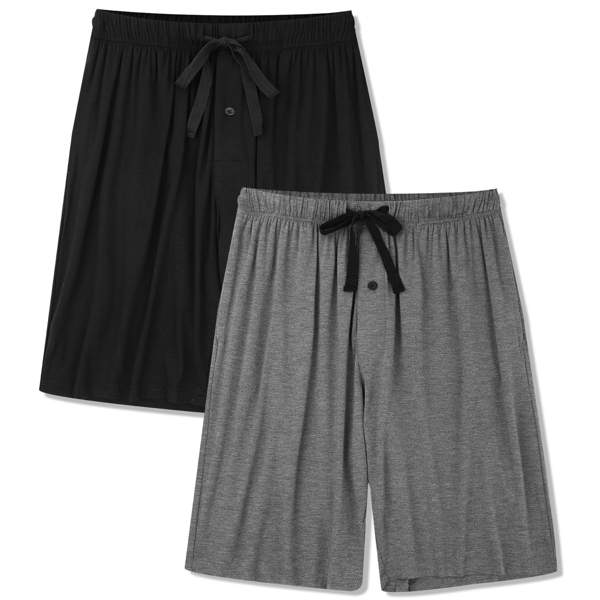 BAMBOO COOL Men's Pajama Shorts Lounge Sleep Shorts with Pockets 2 Pack