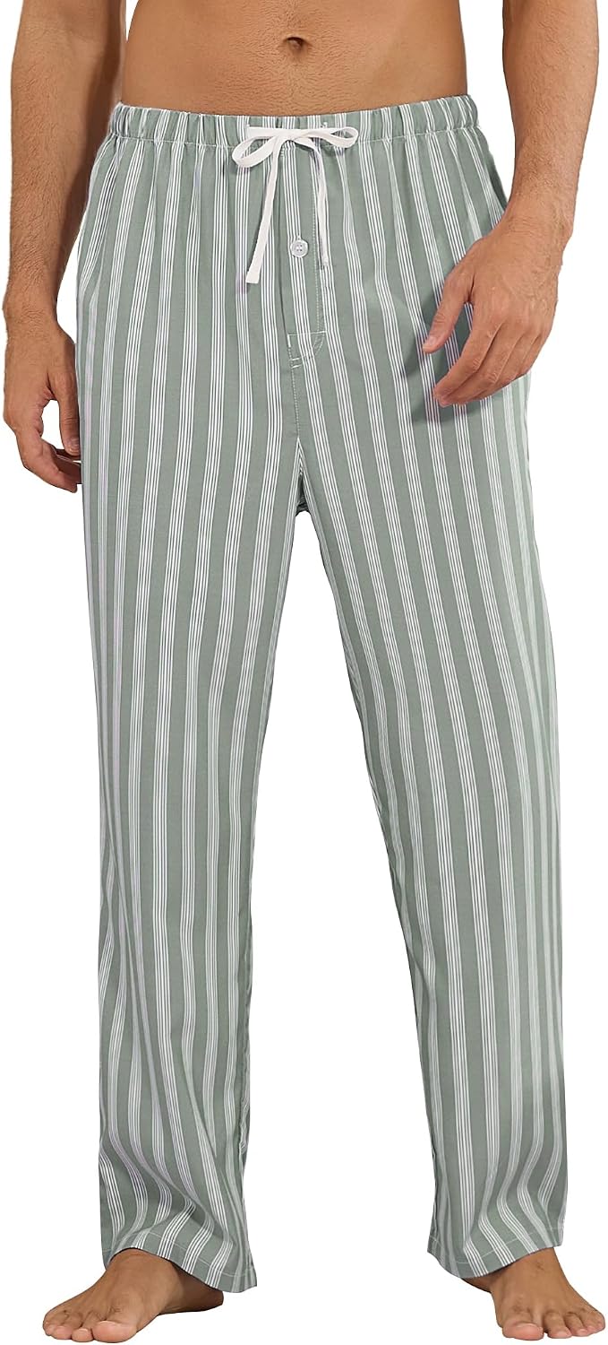Vulcanodon Men Striped Pajama Pant Cozy Lightweight Lounge Pj Bottom