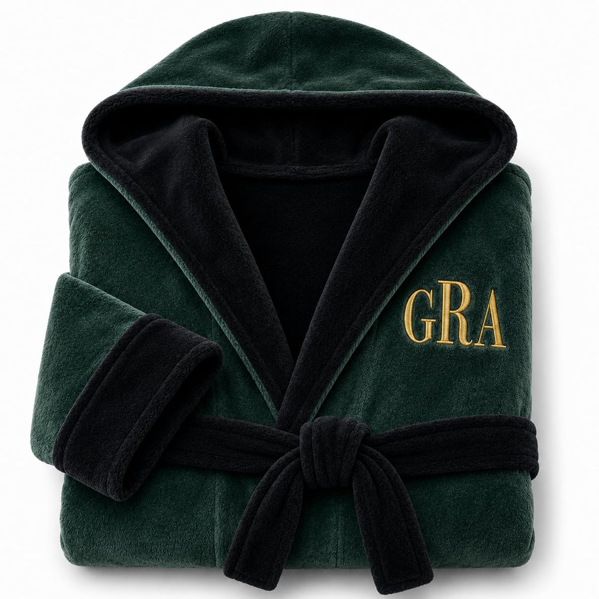 Lotus Linen Personalized Men's Plush Robe - Luxury Hooded Fleece Bathrobe with Custom Embroidery