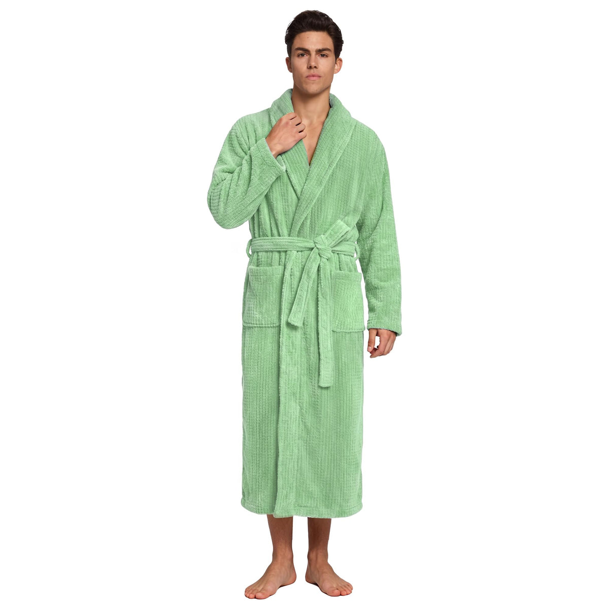 PJGGZ Men's Shawl Collar Bathrobe, Soft Long Towel Robe for Men - Super Absorbent Quick Dry yet Warm