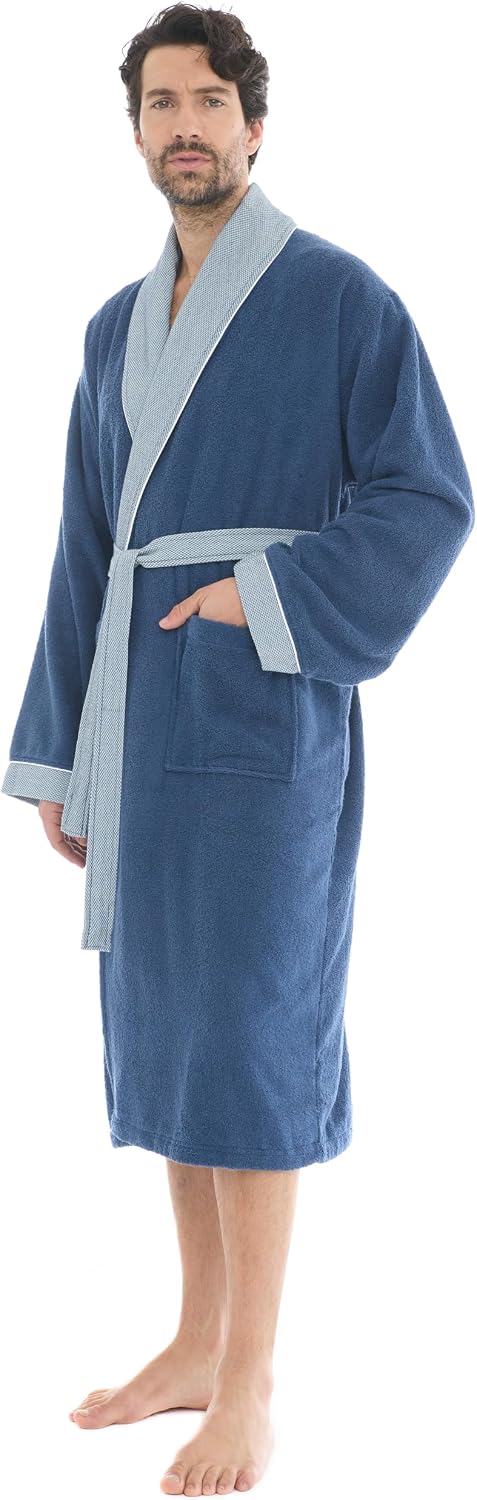 Luxurious Men's Robe, 100% Turkish Cotton, Bathrobe Men, Long Spa Robe